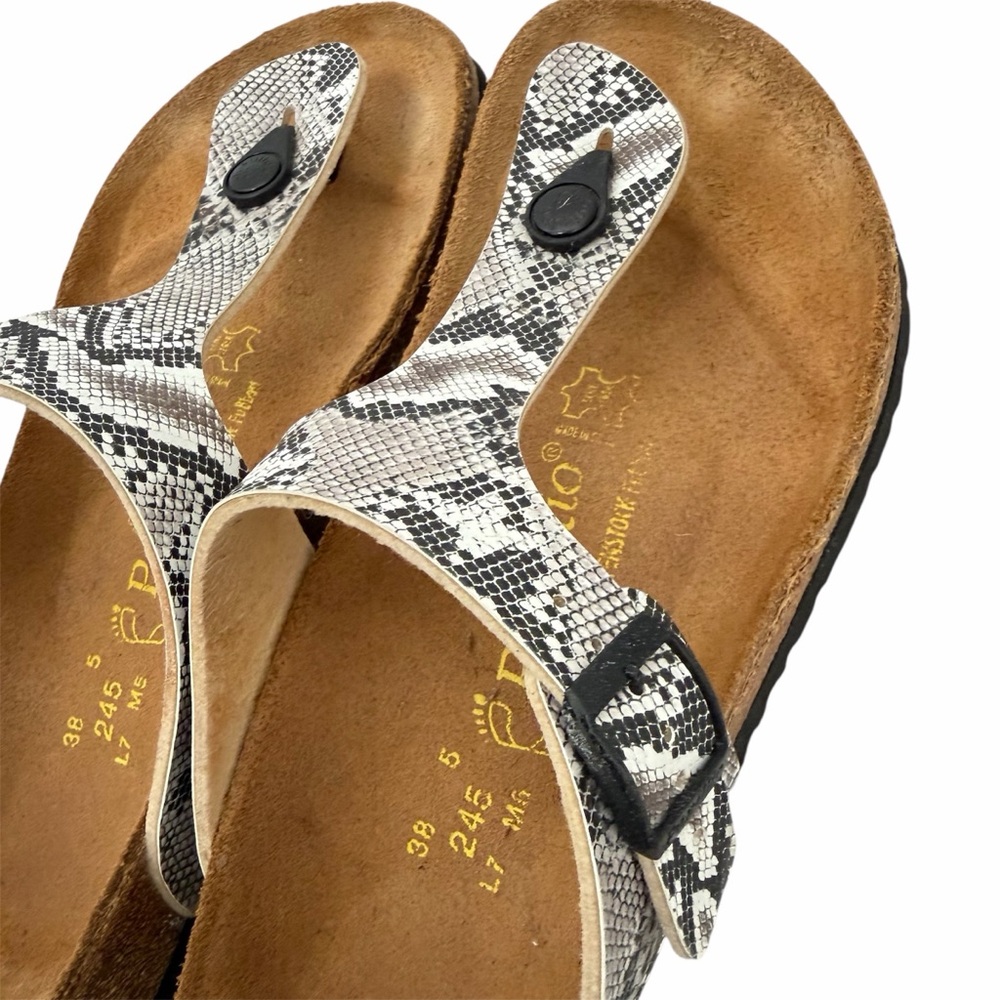 Birkenstock Papillio Gizeh Black Snakeskin Sandal Size 38 - Picture 3 of 10